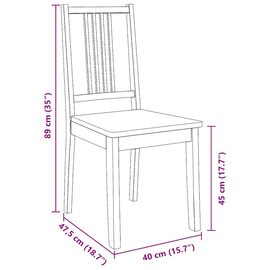 Eetkamerstoelen 2 st massief hout rubber wit