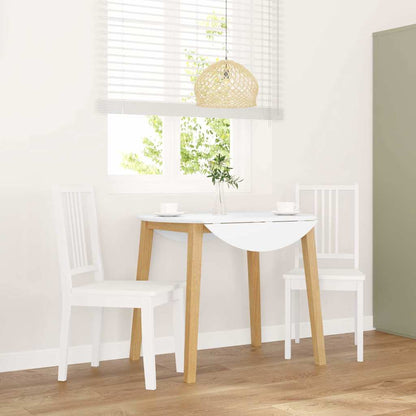 Eetkamerstoelen 2 st massief hout rubber wit