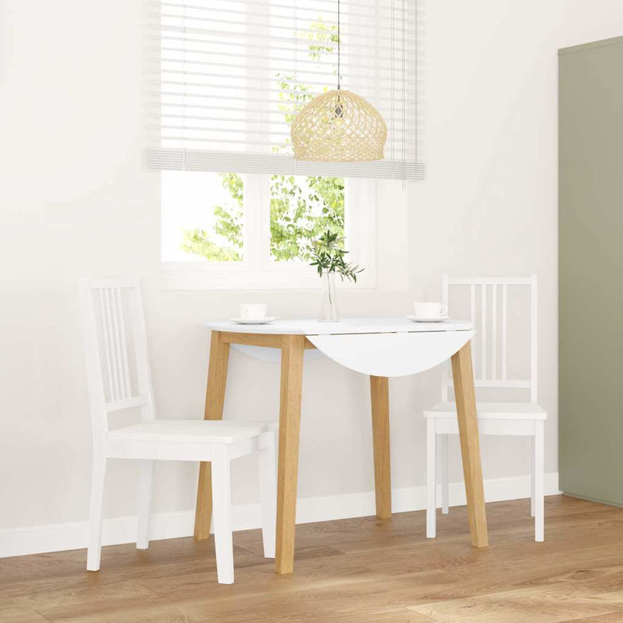 Eetkamerstoelen 2 st massief hout rubber wit
