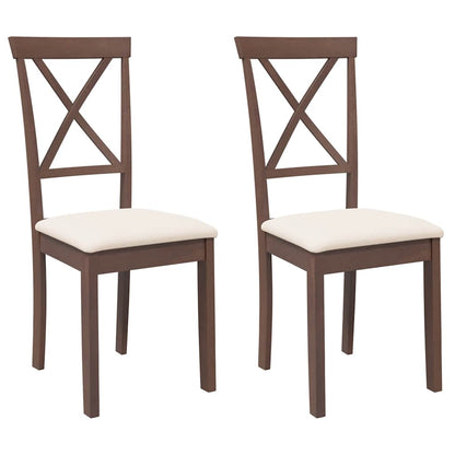 Eetkamerstoelen met kussens 2 st massief hout rubber bruin
