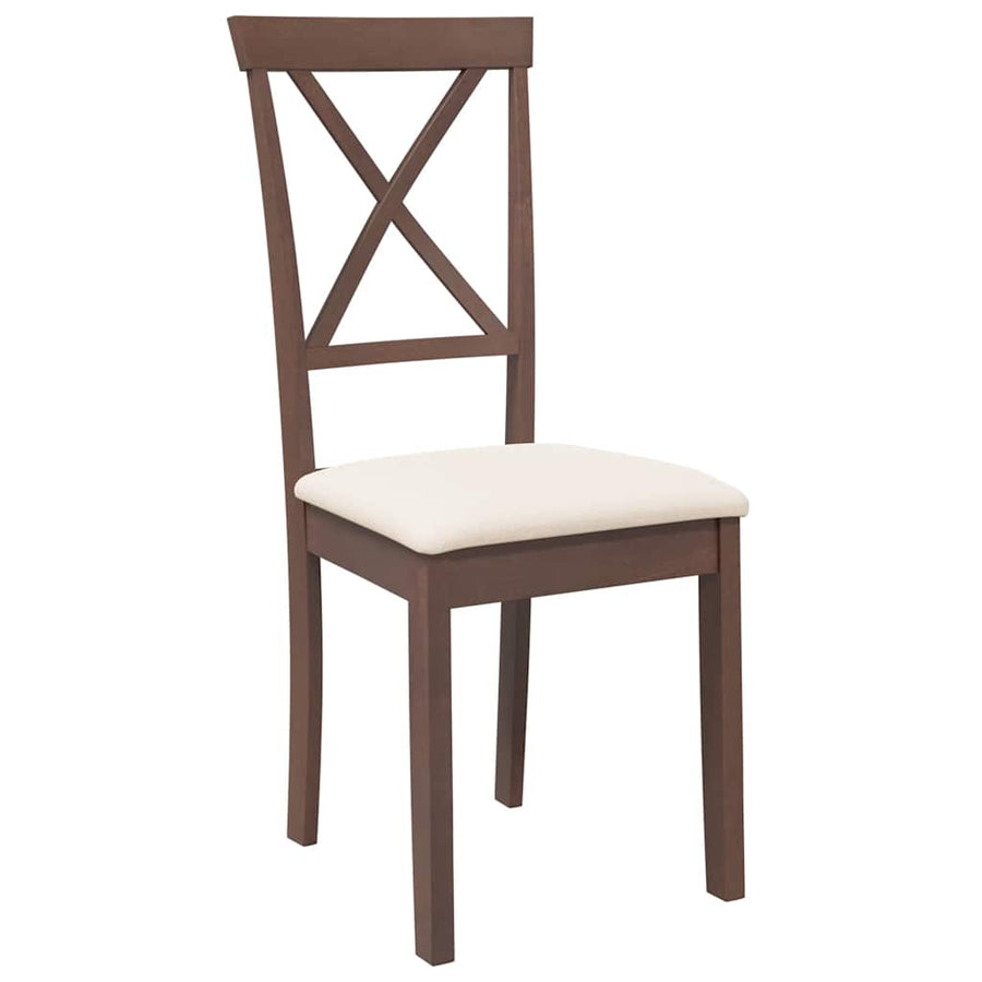 Eetkamerstoelen met kussens 2 st massief hout rubber bruin