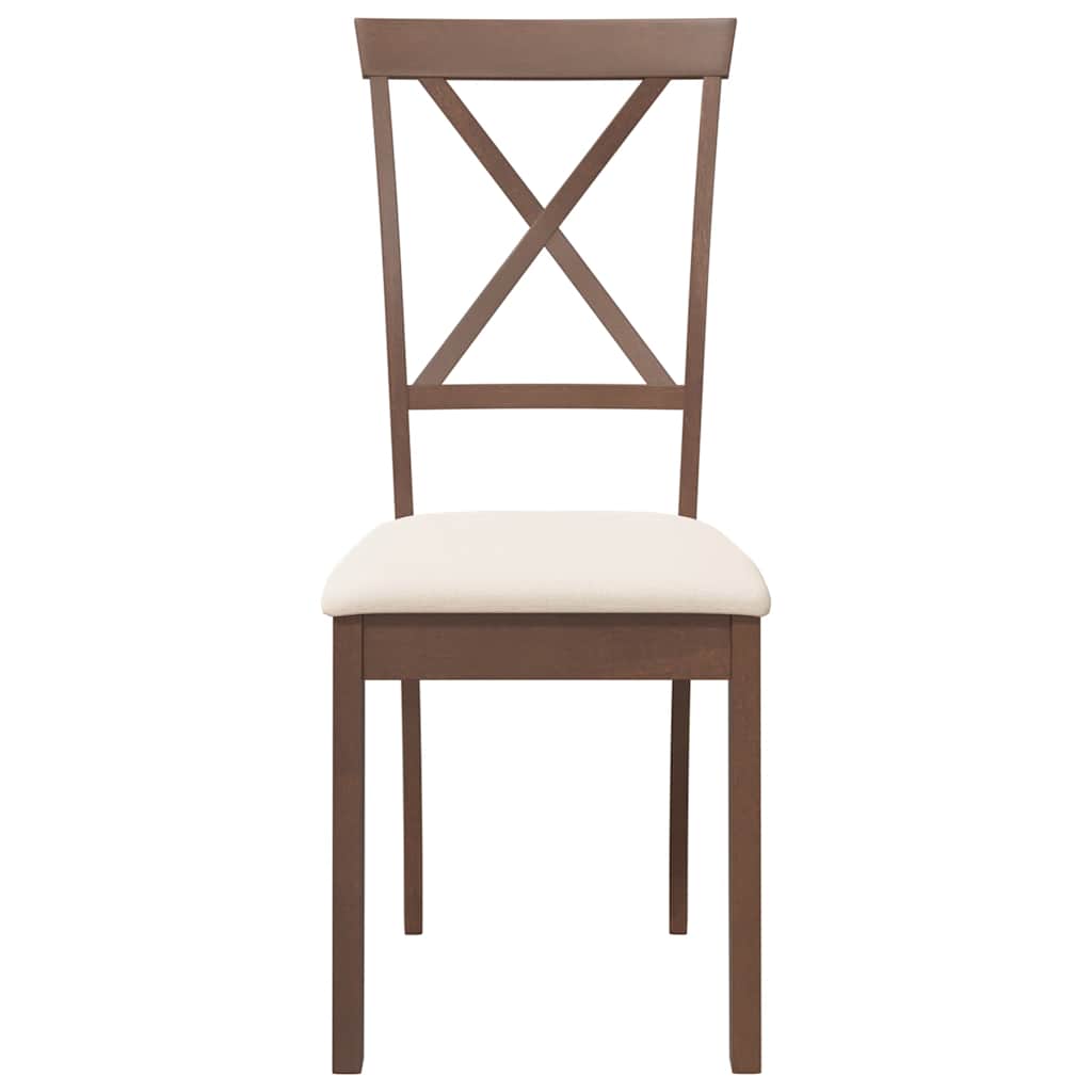 Eetkamerstoelen met kussens 2 st massief hout rubber bruin