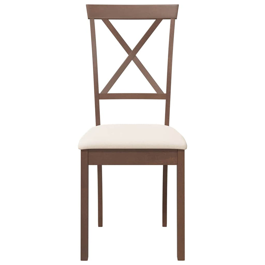 Eetkamerstoelen met kussens 2 st massief hout rubber bruin