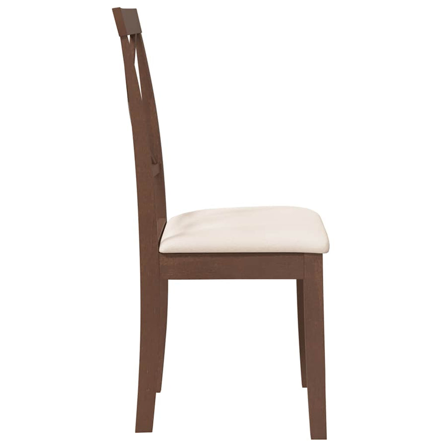 Eetkamerstoelen met kussens 2 st massief hout rubber bruin