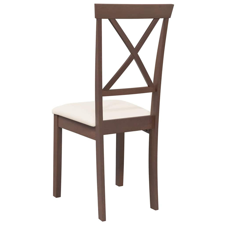 Eetkamerstoelen met kussens 2 st massief hout rubber bruin