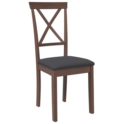 Eetkamerstoelen met kussens 2 st massief hout rubber bruin