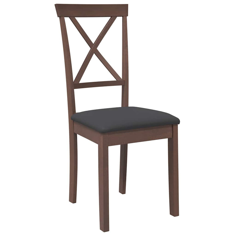 Eetkamerstoelen met kussens 2 st massief hout rubber bruin
