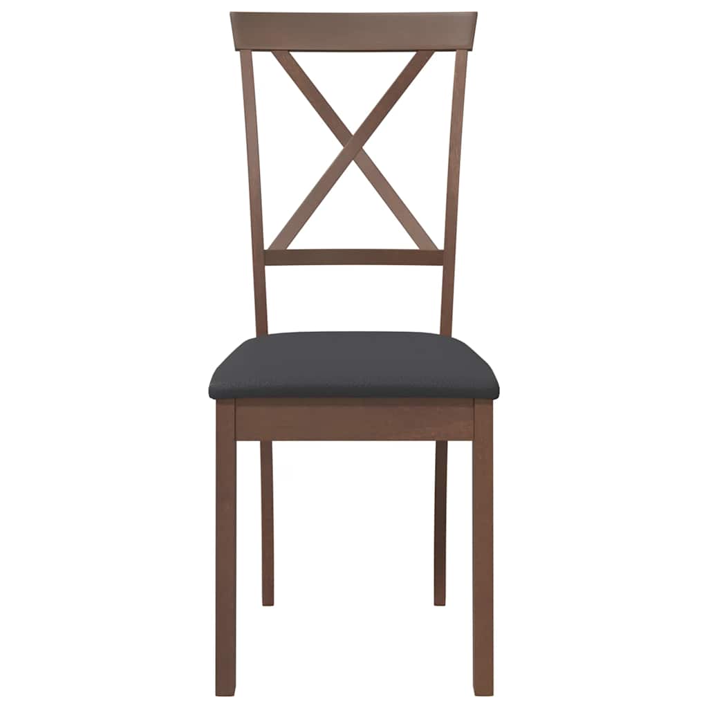 Eetkamerstoelen met kussens 2 st massief hout rubber bruin