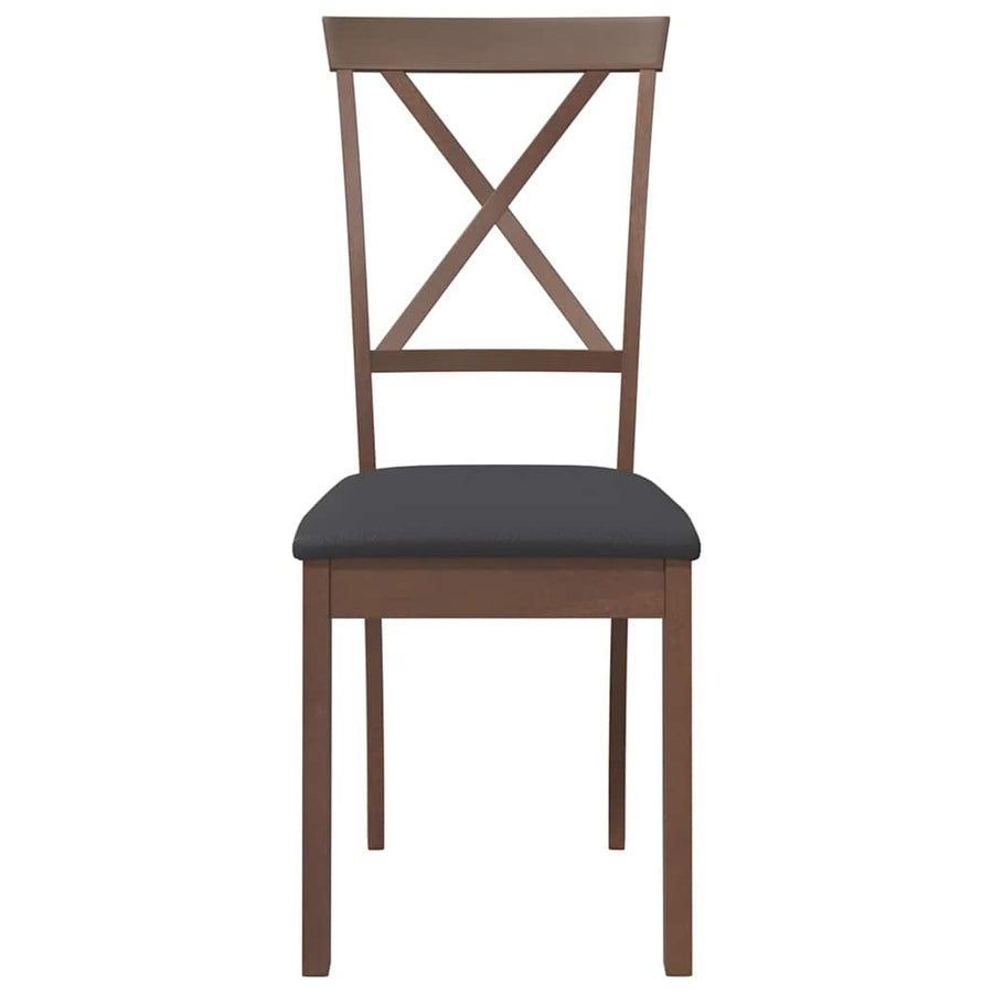 Eetkamerstoelen met kussens 2 st massief hout rubber bruin
