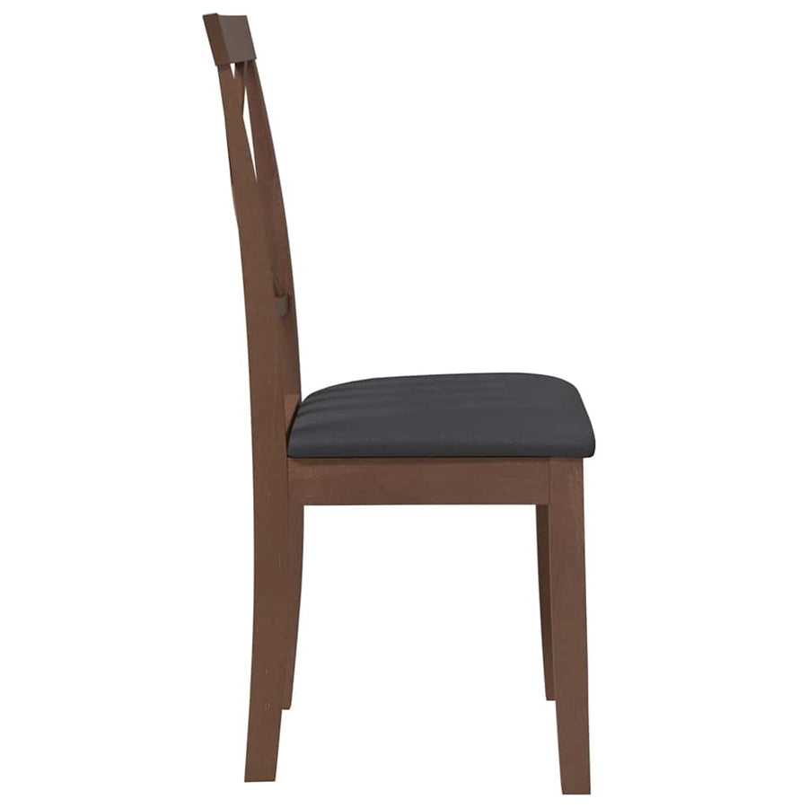 Eetkamerstoelen met kussens 2 st massief hout rubber bruin