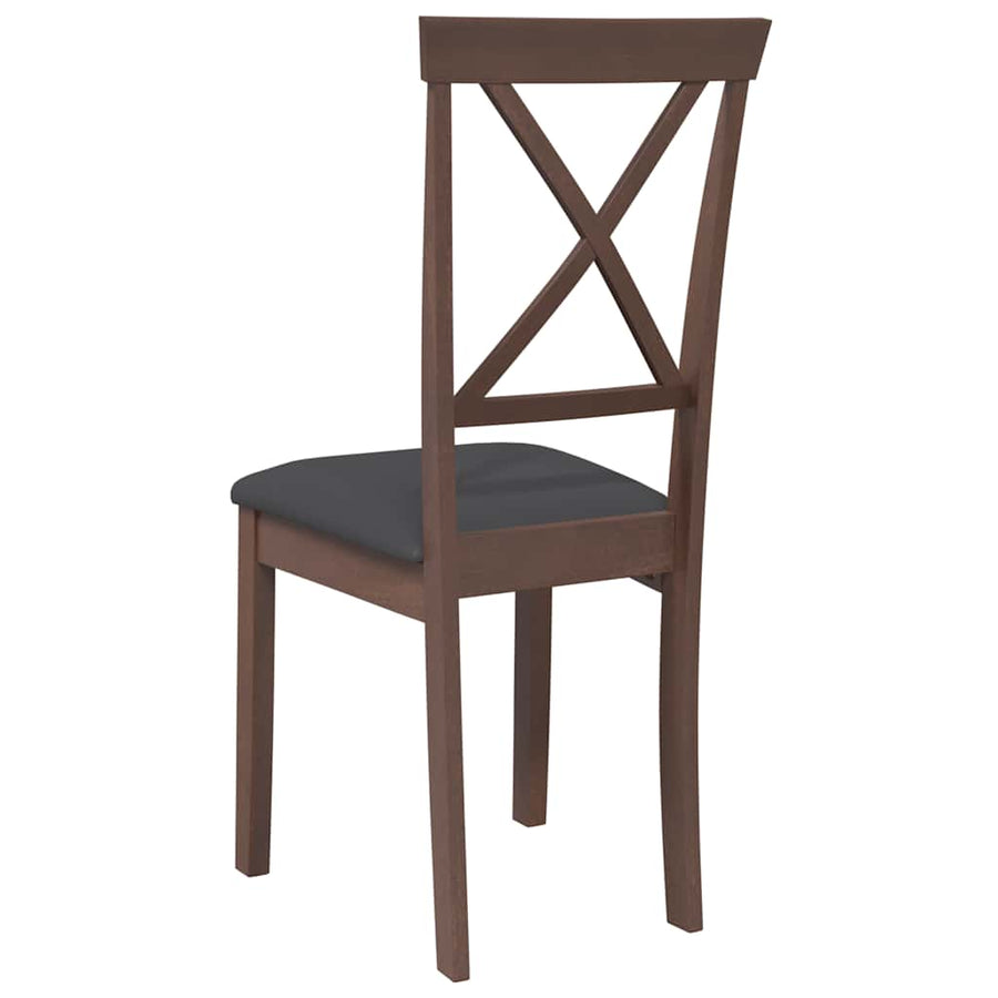 Eetkamerstoelen met kussens 2 st massief hout rubber bruin