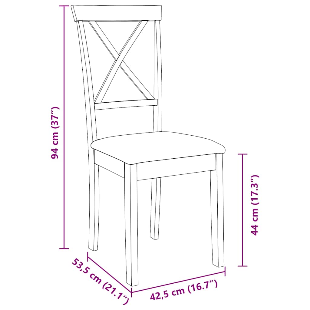 Eetkamerstoelen met kussens 2 st massief hout rubber bruin