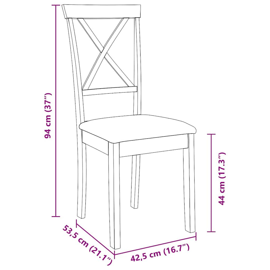 Eetkamerstoelen met kussens 2 st massief hout rubber bruin