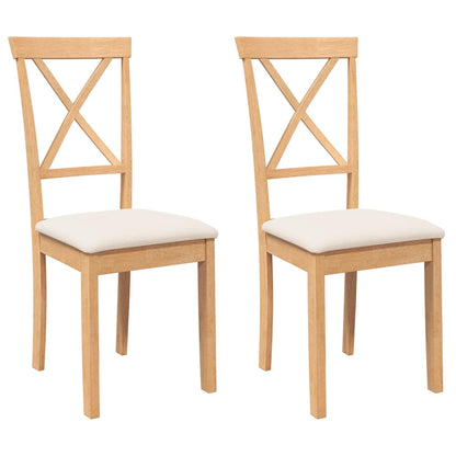 Eetkamerstoelen met kussens 2 st massief hout rubber