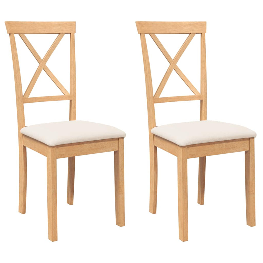 Eetkamerstoelen met kussens 2 st massief hout rubber