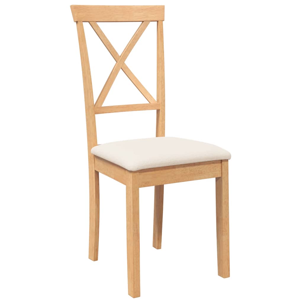 Eetkamerstoelen met kussens 2 st massief hout rubber