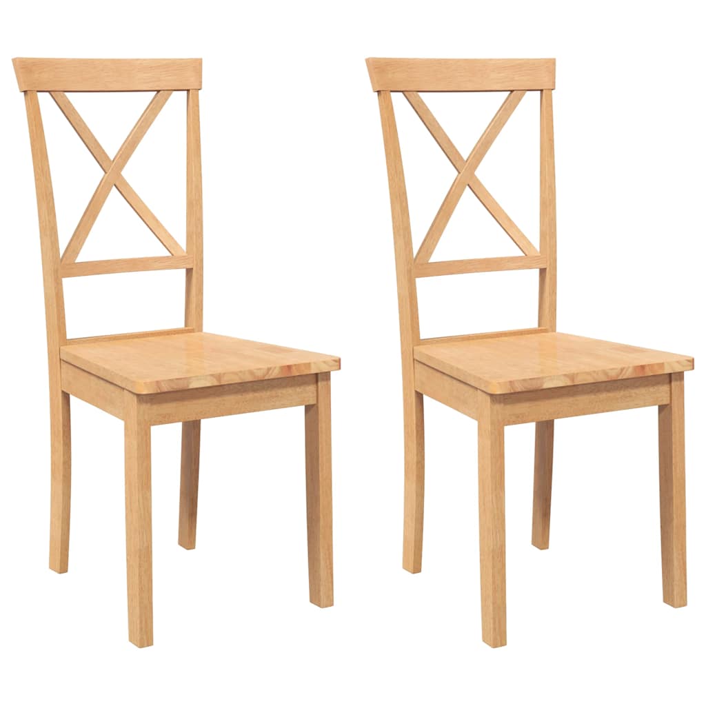 Eetkamerstoelen 2 st massief hout rubber