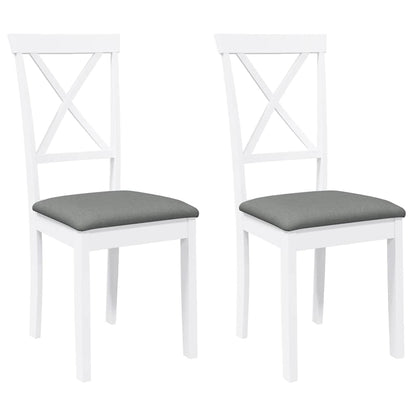 Eetkamerstoelen met kussens 2 st massief hout rubber wit