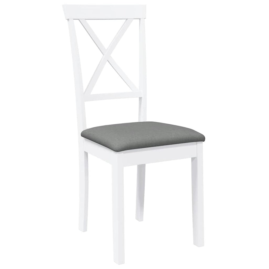 Eetkamerstoelen met kussens 2 st massief hout rubber wit