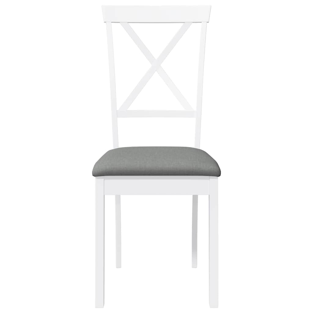 Eetkamerstoelen met kussens 2 st massief hout rubber wit