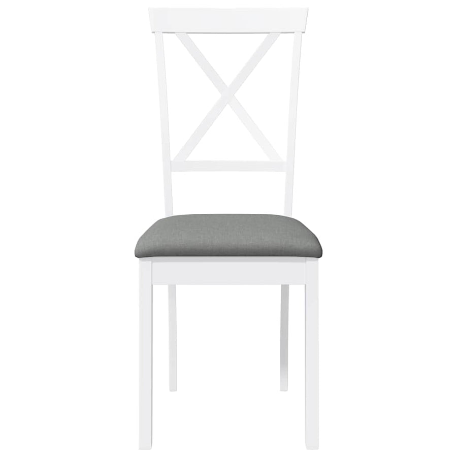 Eetkamerstoelen met kussens 2 st massief hout rubber wit