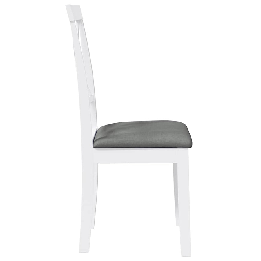 Eetkamerstoelen met kussens 2 st massief hout rubber wit