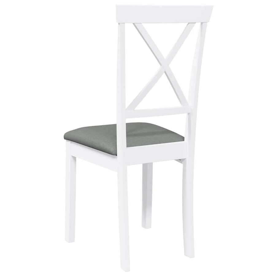 Eetkamerstoelen met kussens 2 st massief hout rubber wit