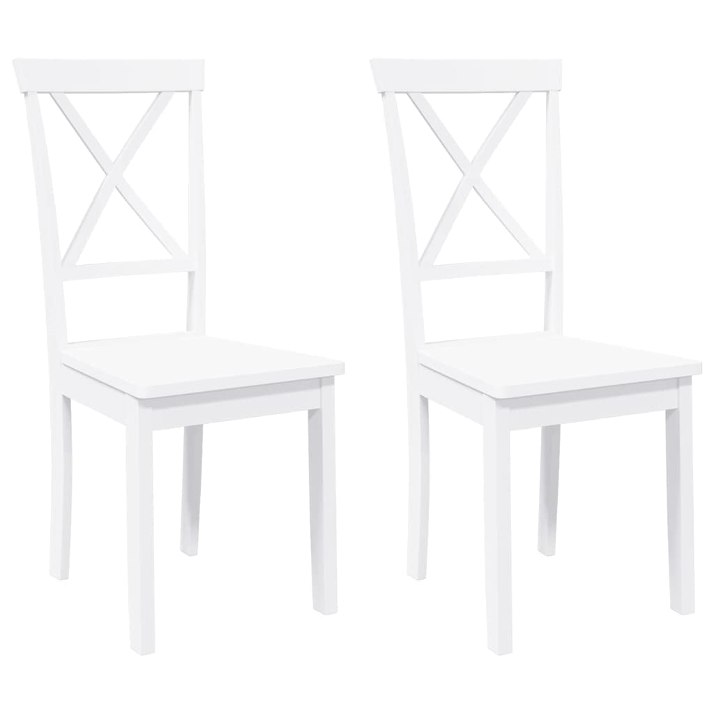Eetkamerstoelen 2 st massief hout rubber wit
