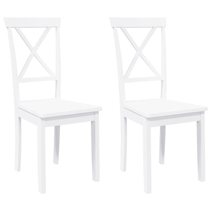 Eetkamerstoelen 2 st massief hout rubber wit