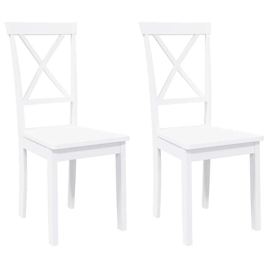 Eetkamerstoelen 2 st massief hout rubber wit