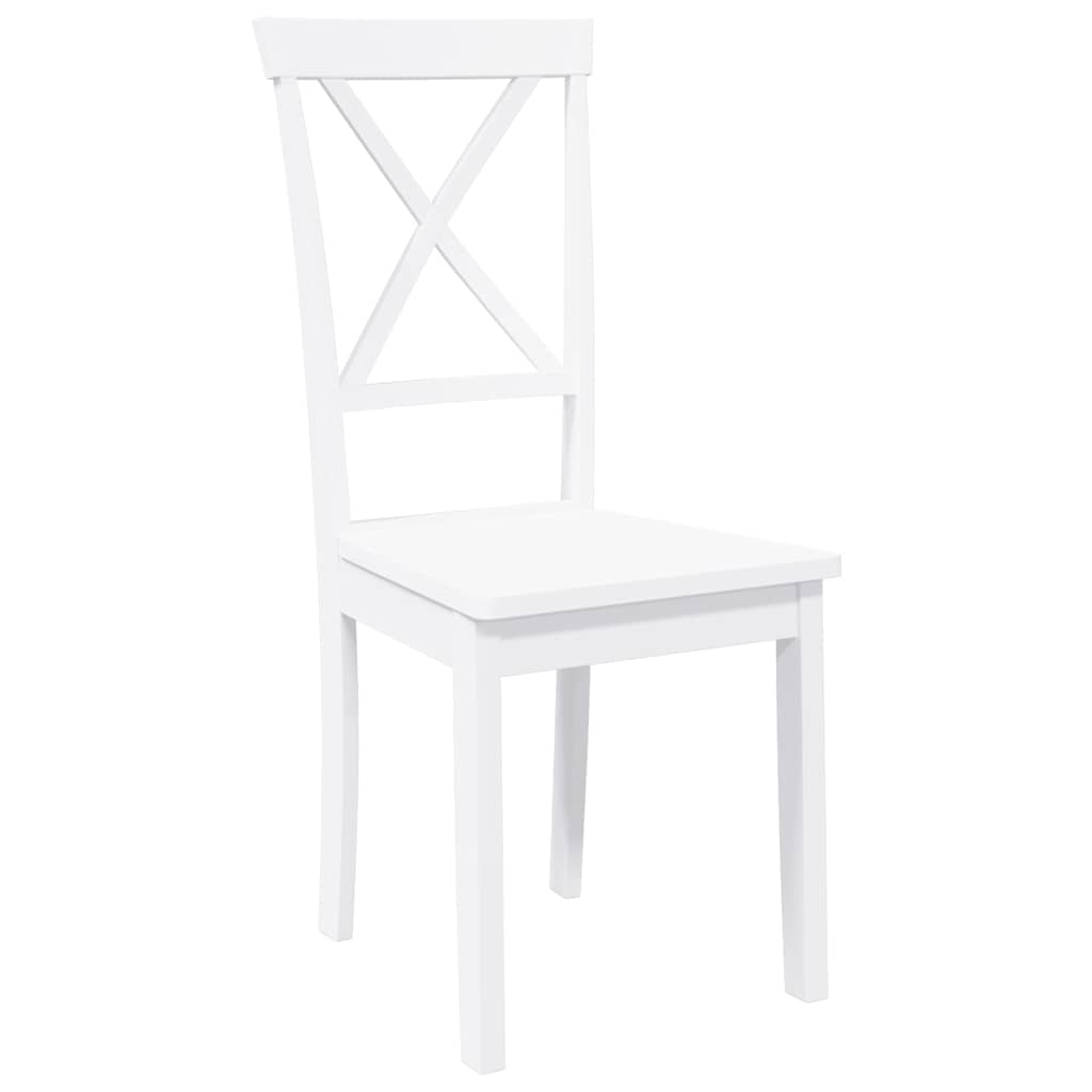 Eetkamerstoelen 2 st massief hout rubber wit