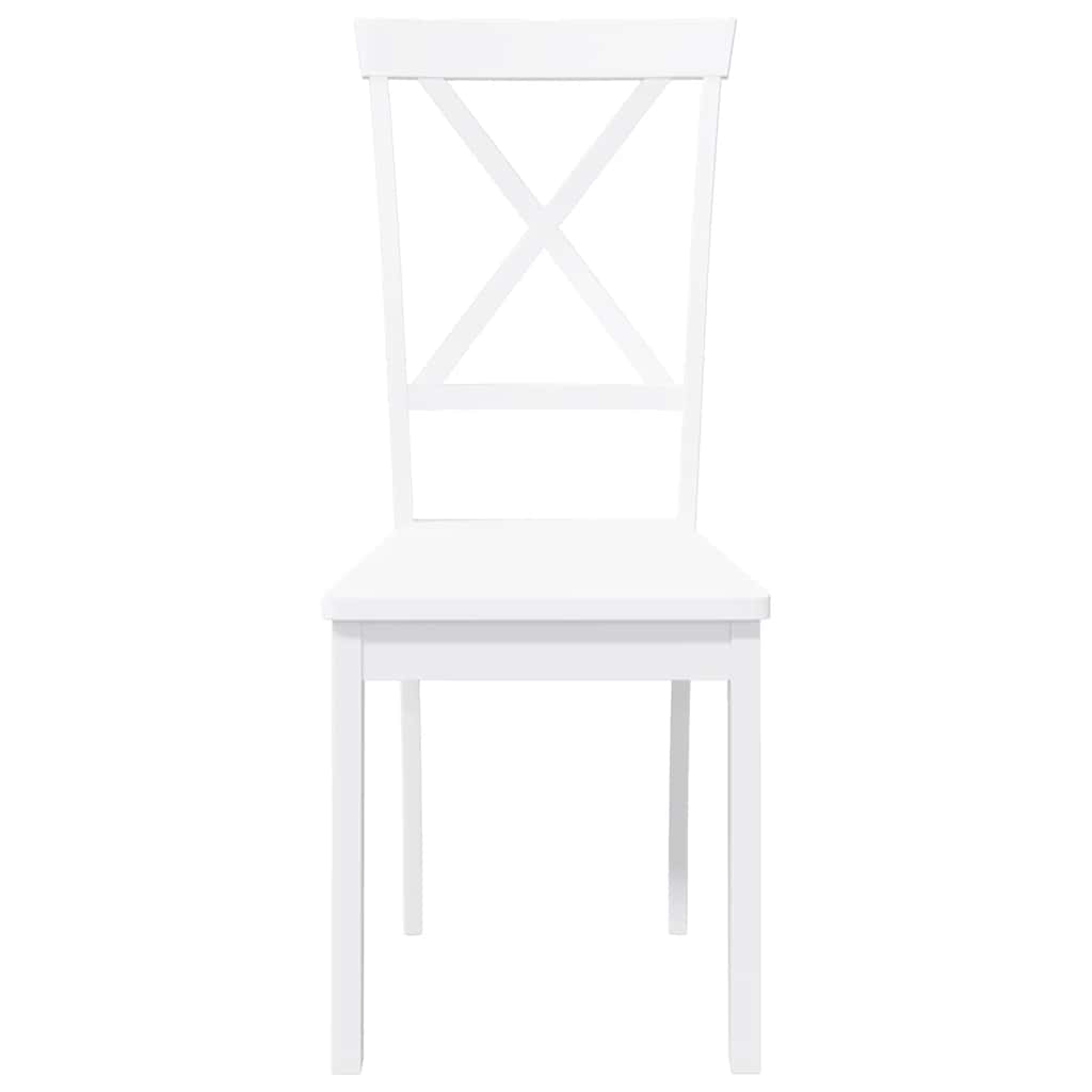 Eetkamerstoelen 2 st massief hout rubber wit
