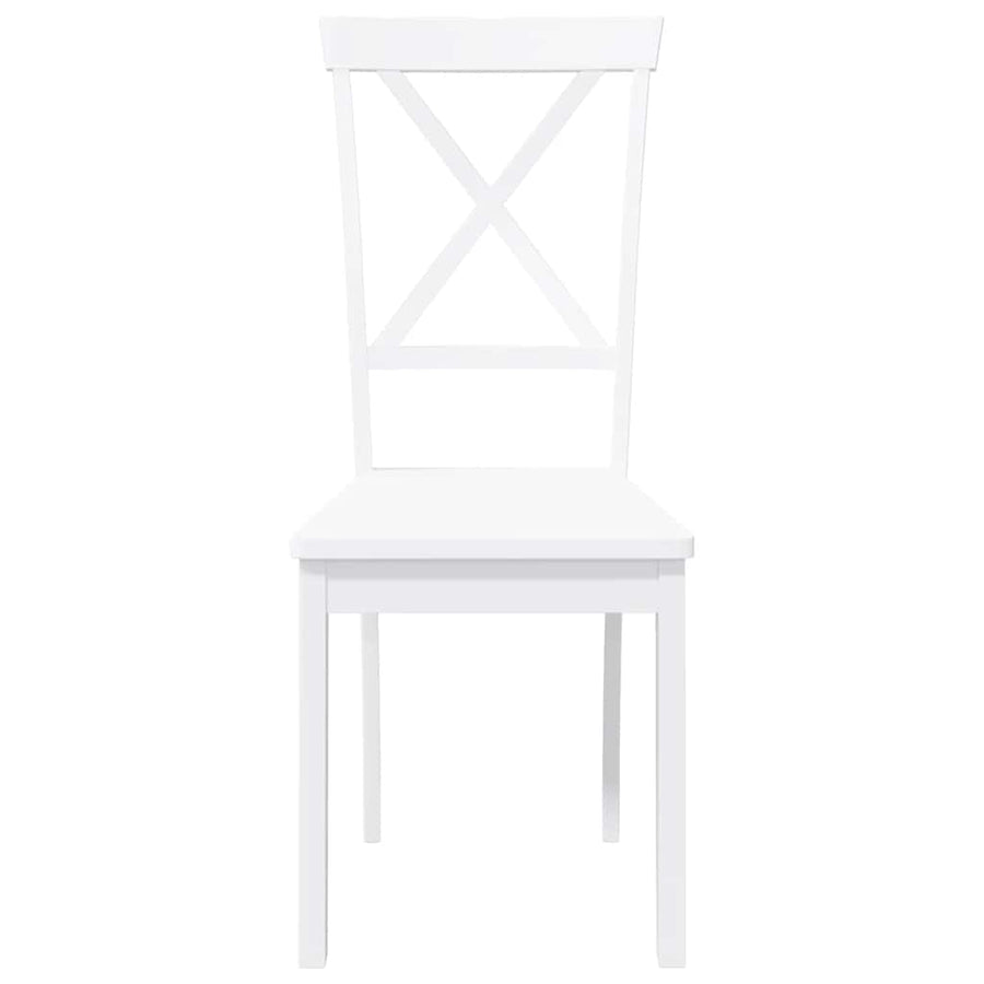 Eetkamerstoelen 2 st massief hout rubber wit