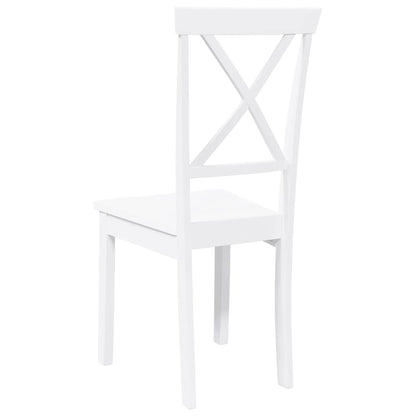 Eetkamerstoelen 2 st massief hout rubber wit