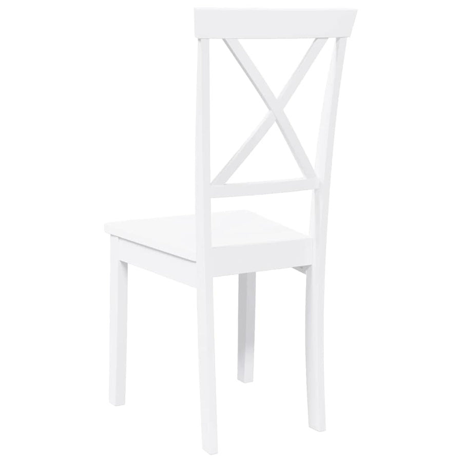 Eetkamerstoelen 2 st massief hout rubber wit