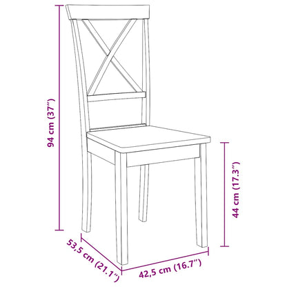Eetkamerstoelen 2 st massief hout rubber wit