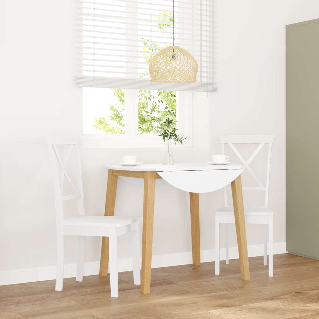 Eetkamerstoelen 2 st massief hout rubber wit