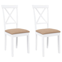 Eetkamerstoelen met kussens 2 st massief hout rubber wit