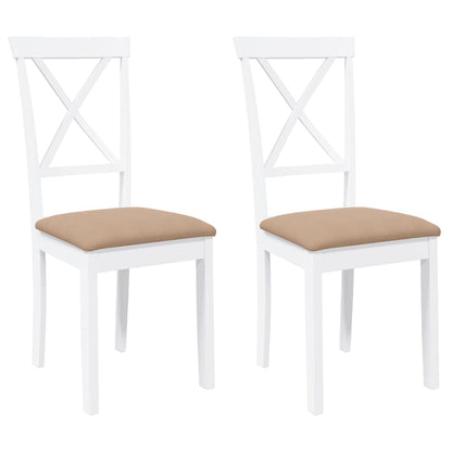 Eetkamerstoelen met kussens 2 st massief hout rubber wit