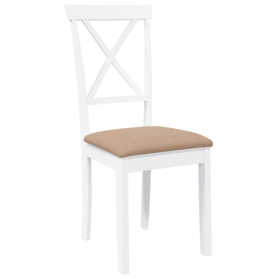 Eetkamerstoelen met kussens 2 st massief hout rubber wit