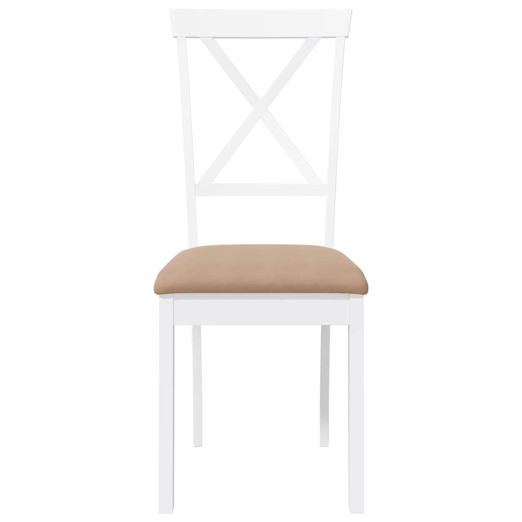 Eetkamerstoelen met kussens 2 st massief hout rubber wit