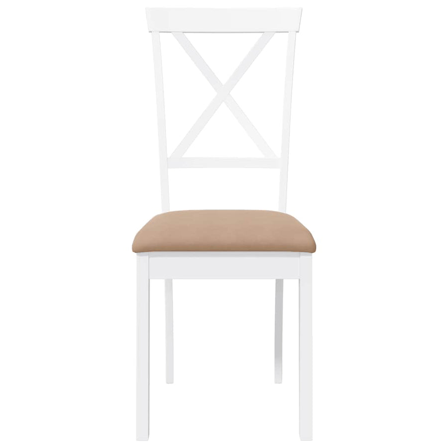 Eetkamerstoelen met kussens 2 st massief hout rubber wit
