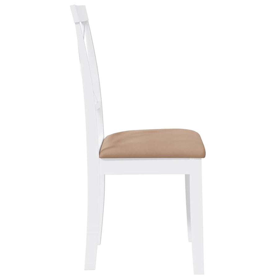 Eetkamerstoelen met kussens 2 st massief hout rubber wit