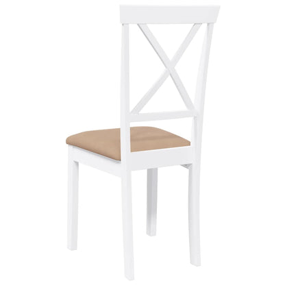 Eetkamerstoelen met kussens 2 st massief hout rubber wit