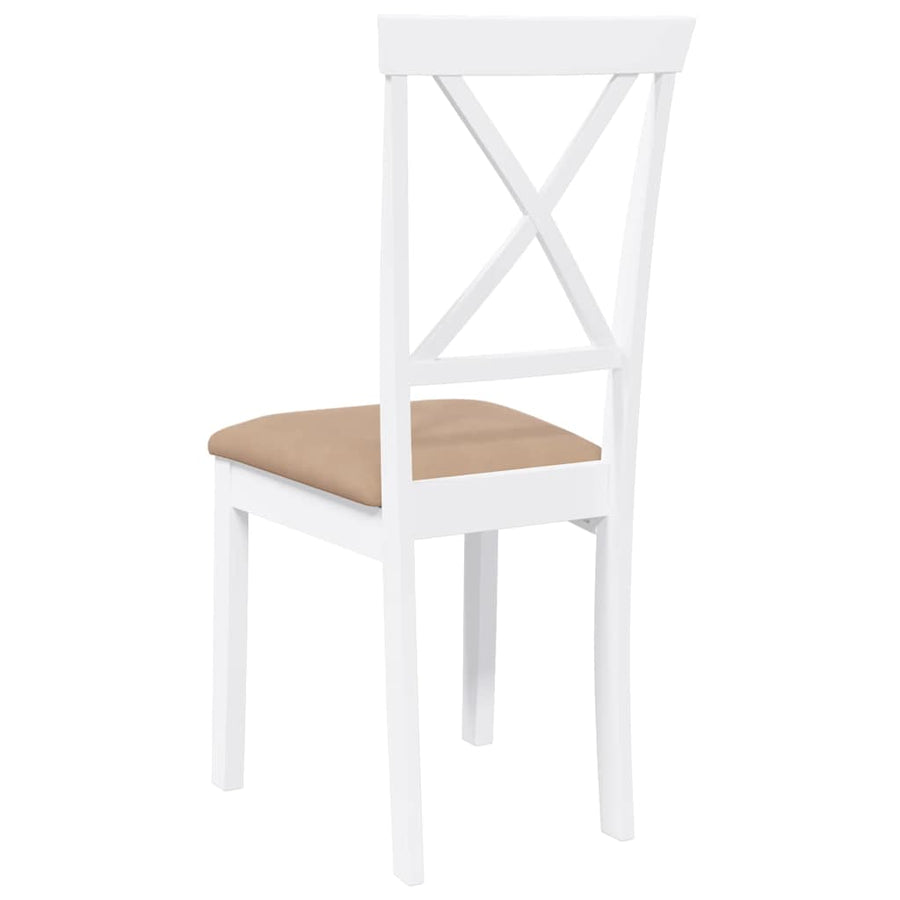Eetkamerstoelen met kussens 2 st massief hout rubber wit