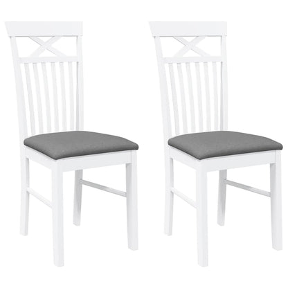 Eetkamerstoelen met kussens 2 st massief hout rubber wit