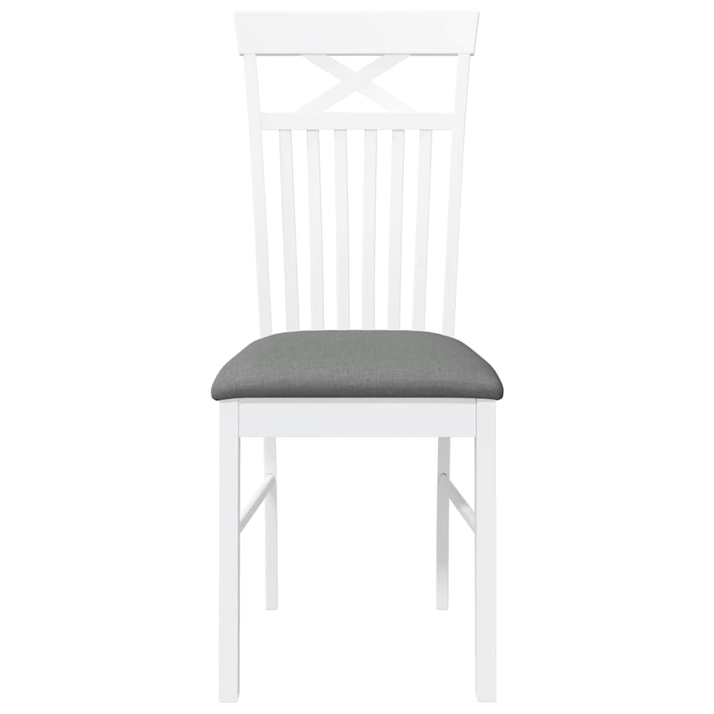 Eetkamerstoelen met kussens 2 st massief hout rubber wit