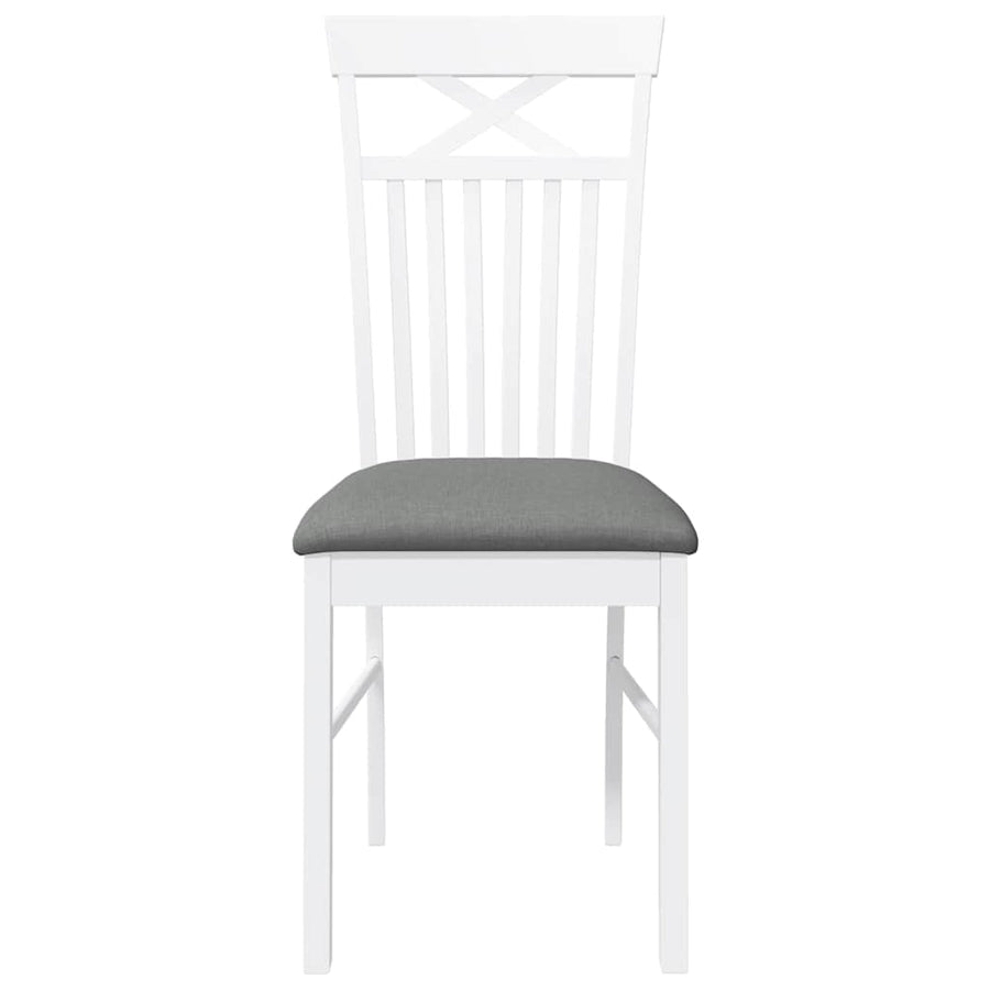 Eetkamerstoelen met kussens 2 st massief hout rubber wit