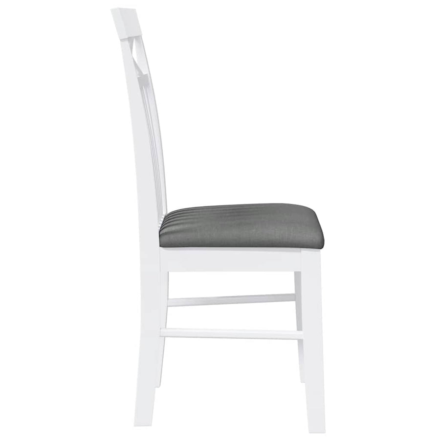 Eetkamerstoelen met kussens 2 st massief hout rubber wit