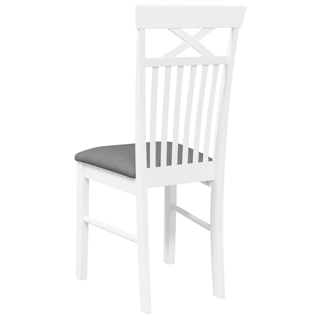 Eetkamerstoelen met kussens 2 st massief hout rubber wit